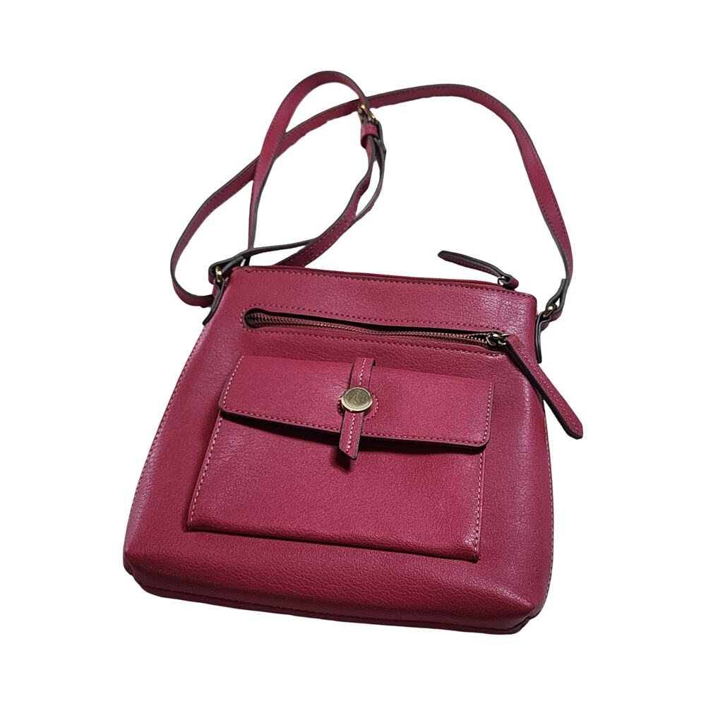 St. John's Bay Vivian Convertible Crossbody Bag Dark Wine Pink Faux Leather NWOT